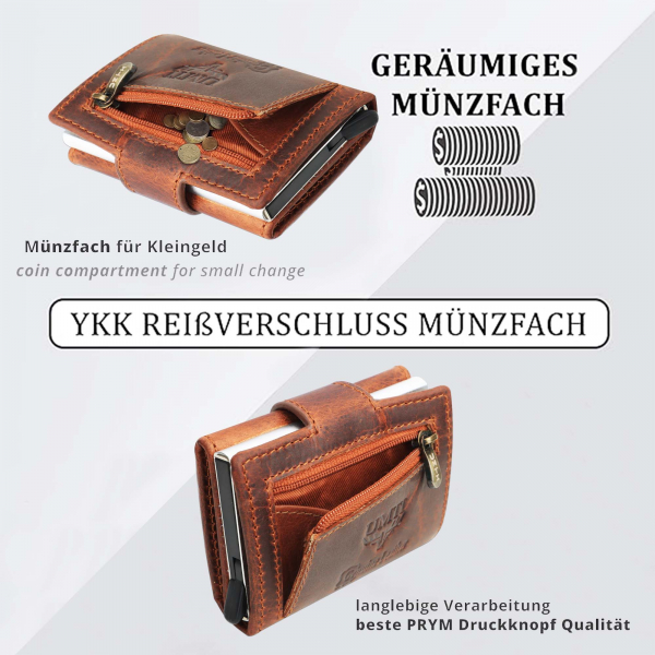 Slim Wallet mit Münzfach & RFID-Schutz 24- (10A) Mini Geldbörse Herren & Damen - Kartenetui Kreditkartenetui - Portmonee Geldbeutel Portemonnaie Neu